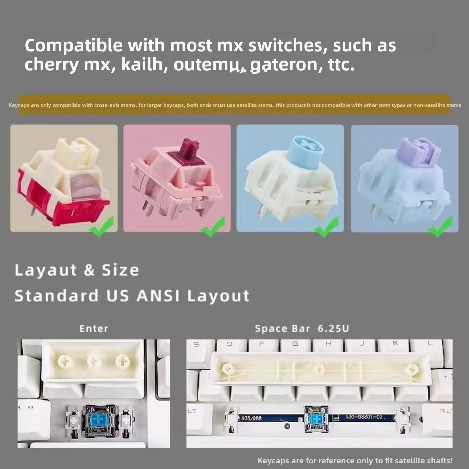 Wolf Spider Contour Side-Engraved Keycaps Translucent Original Height 132 Keys Small Full Set Compatible with 68/75/87/104 Keys