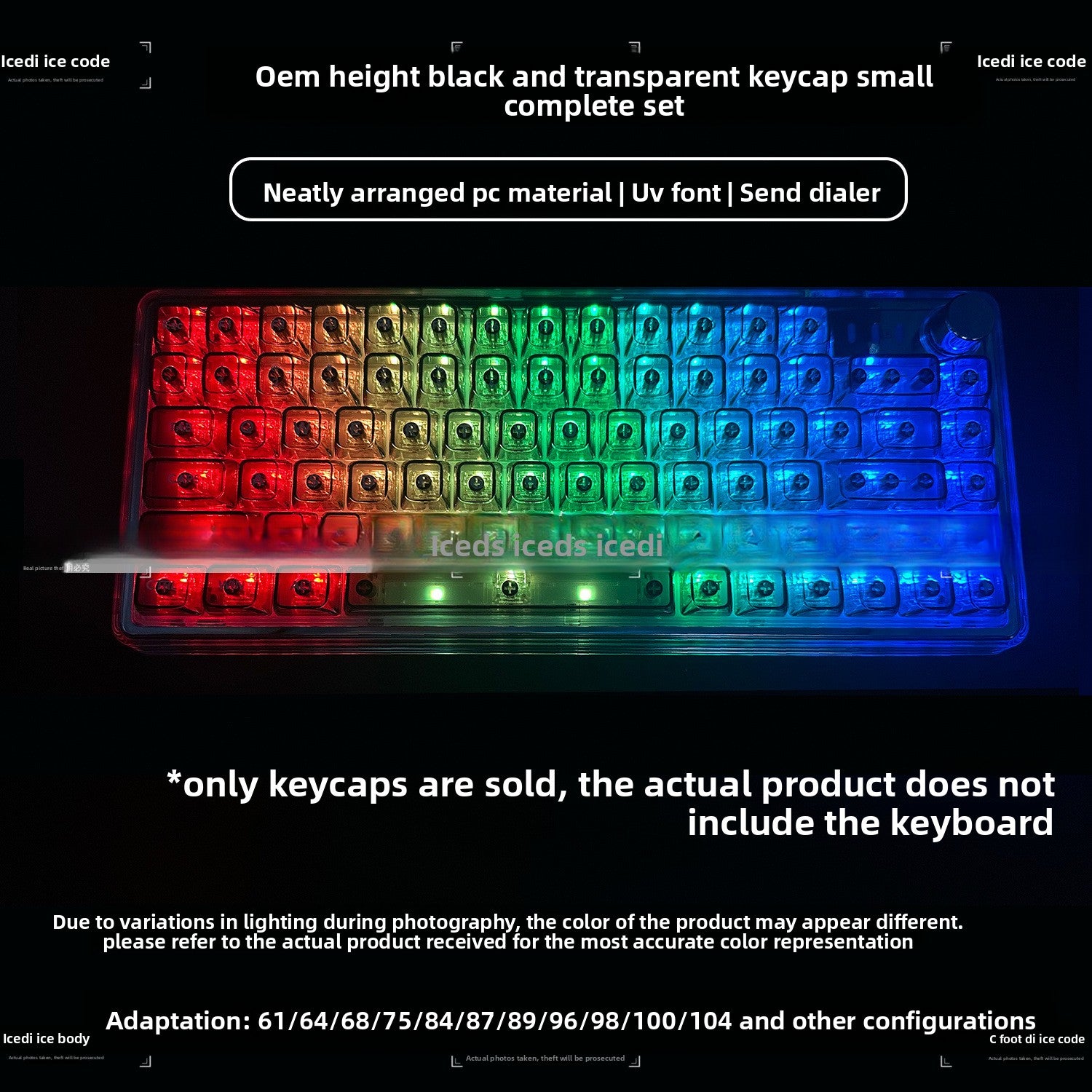 Bingdian Translucent Keycaps Crystal Ice Crystal Full Set Boxed Wholesale Transparent Crystal Magnetic Axis Mechanical Keycaps Light Pollution