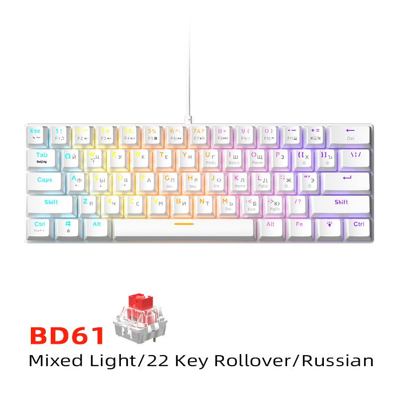 Wired Mechanical Keyboard Red Axis Green Axis Tea Axis Mixed Light E-sports Game 61 Key Mechanical Keyboard