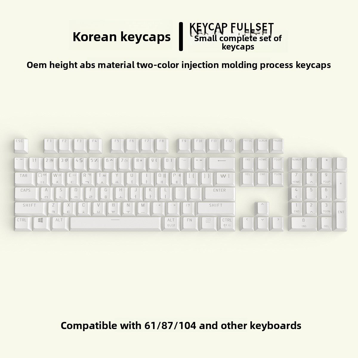 Korean Mechanical Keyboard Keycaps Personalized Character Translucent Keycaps Korean Black White Foreign Language
