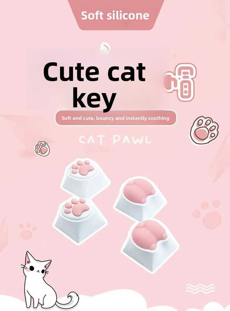 Brand New Keyboard Caps Cute Cat Paw Cat Butt Silicone Soft Elastic Feel Mechanical Keyboard Keycaps Universal Personalized Wear-resistant