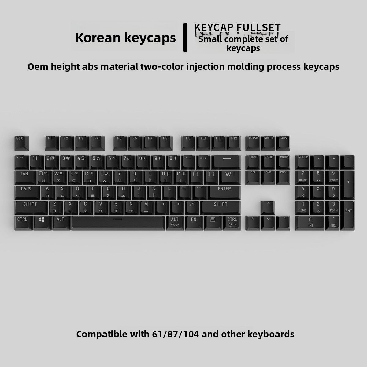 Korean Mechanical Keyboard Keycaps Personalized Character Translucent Keycaps Korean Black White Foreign Language