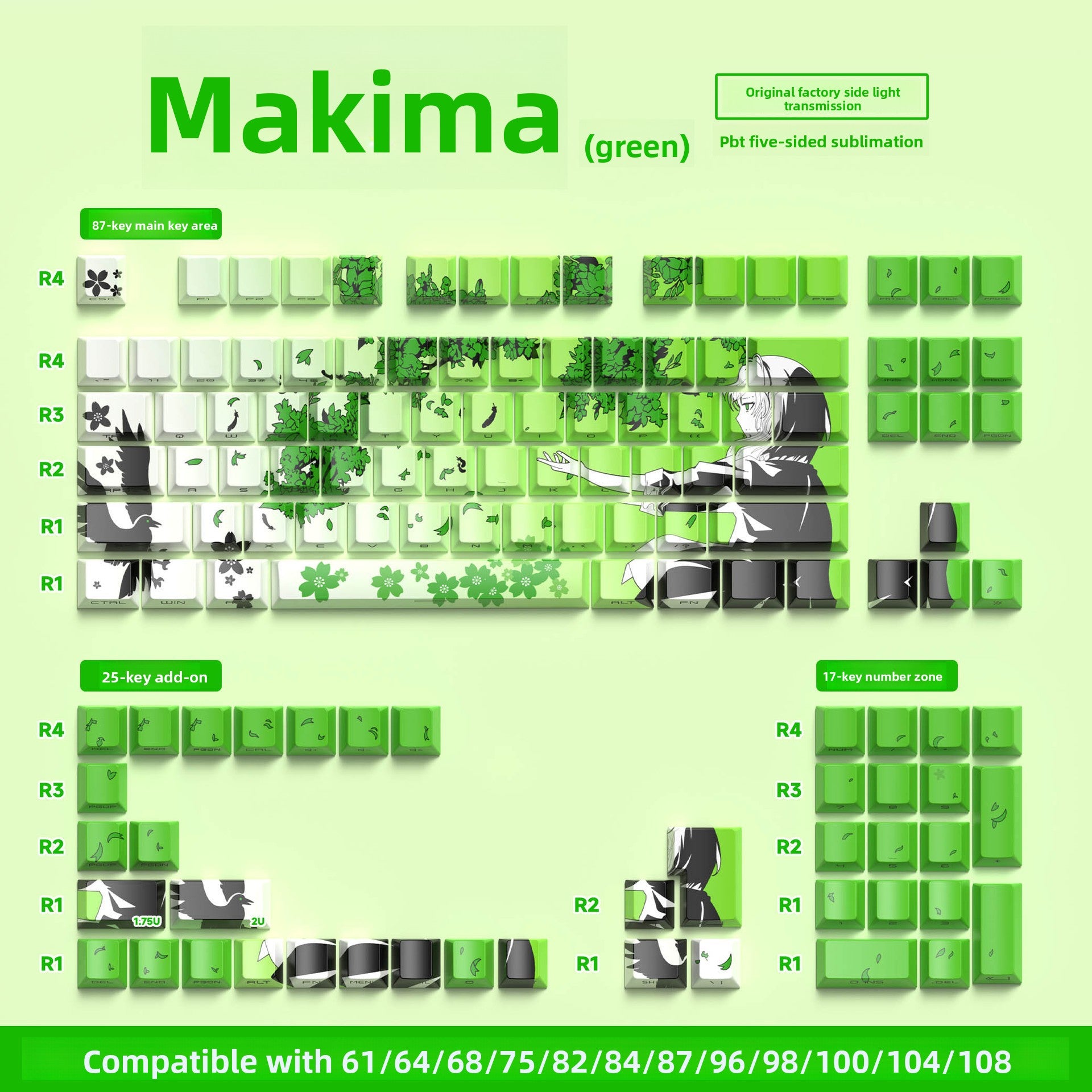 129 Keys Original Side-Engraved Translucent Keycaps PBT Dye-Sublimation Mechanical Keyboard Keycaps