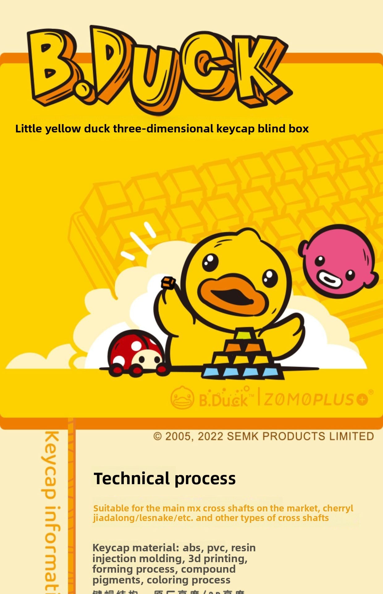 Zomoplus Keycap xB.Duck Original Personality Mechanical Keyboard Keycap Single Custom High Aesthetic