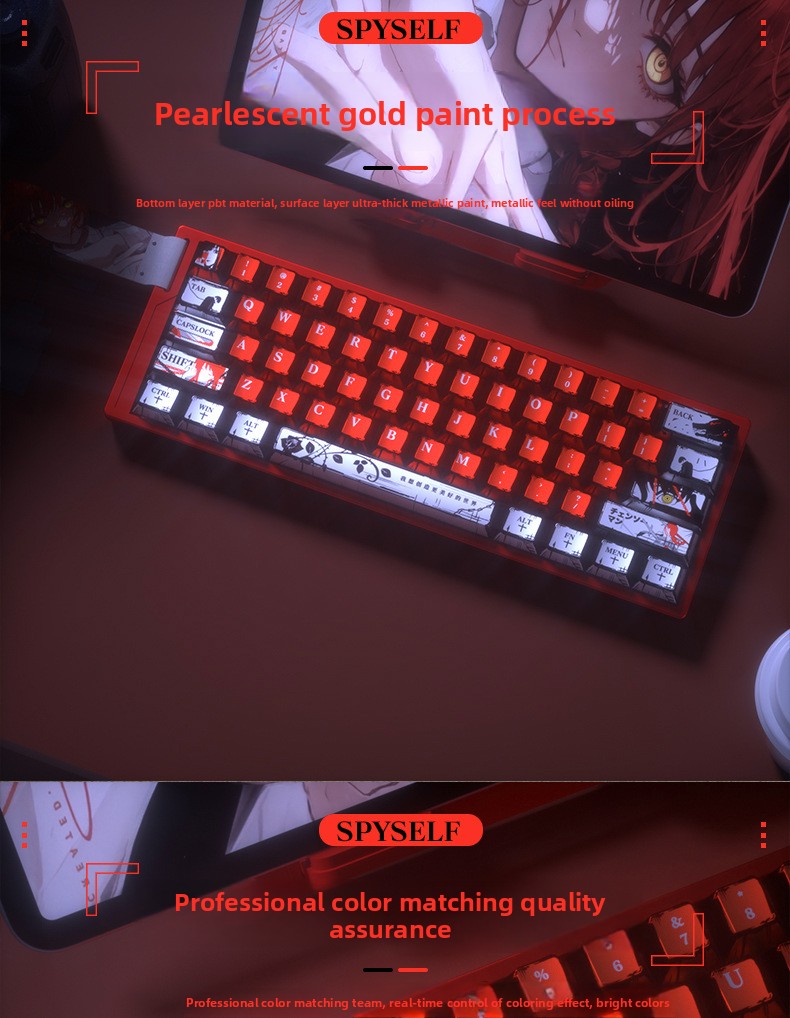 Chainsaw Man Pearlescent Metallic Paint Keycap Matte Feel Five-Sided Sublimation Night Demon Magnetic Switch 6075100 Wooting