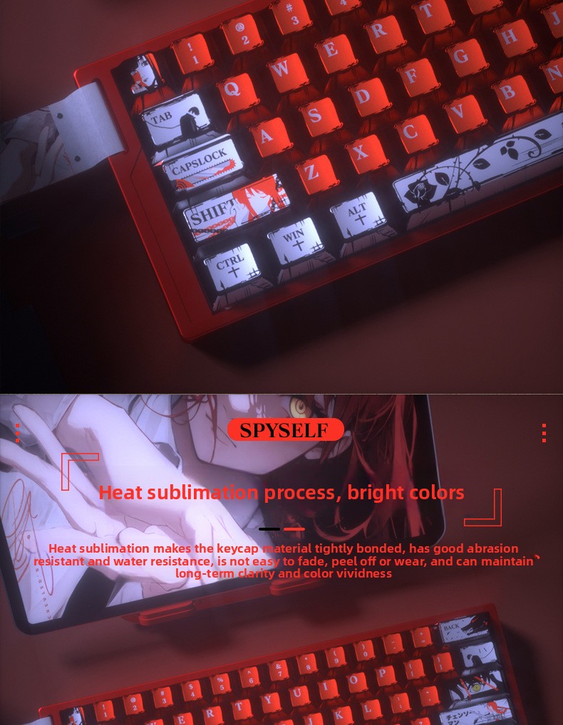 Chainsaw Man Pearlescent Metallic Paint Keycap Matte Feel Five-Sided Sublimation Night Demon Magnetic Switch 6075100 Wooting