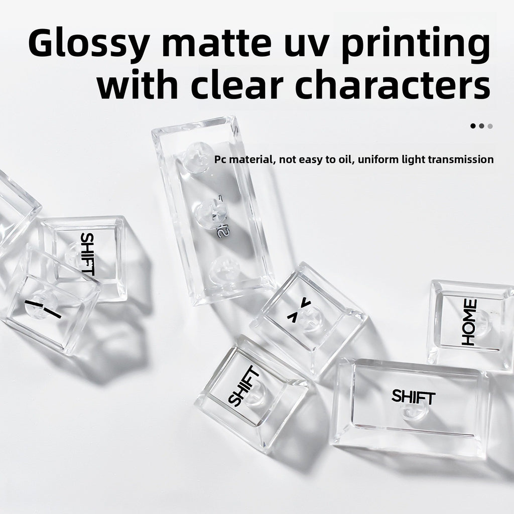 132 Keys Fully Transparent DIY-customized Fog Transparent Keycap Transparent PC Material Side Engraved Mechanical Keyboard Keycap