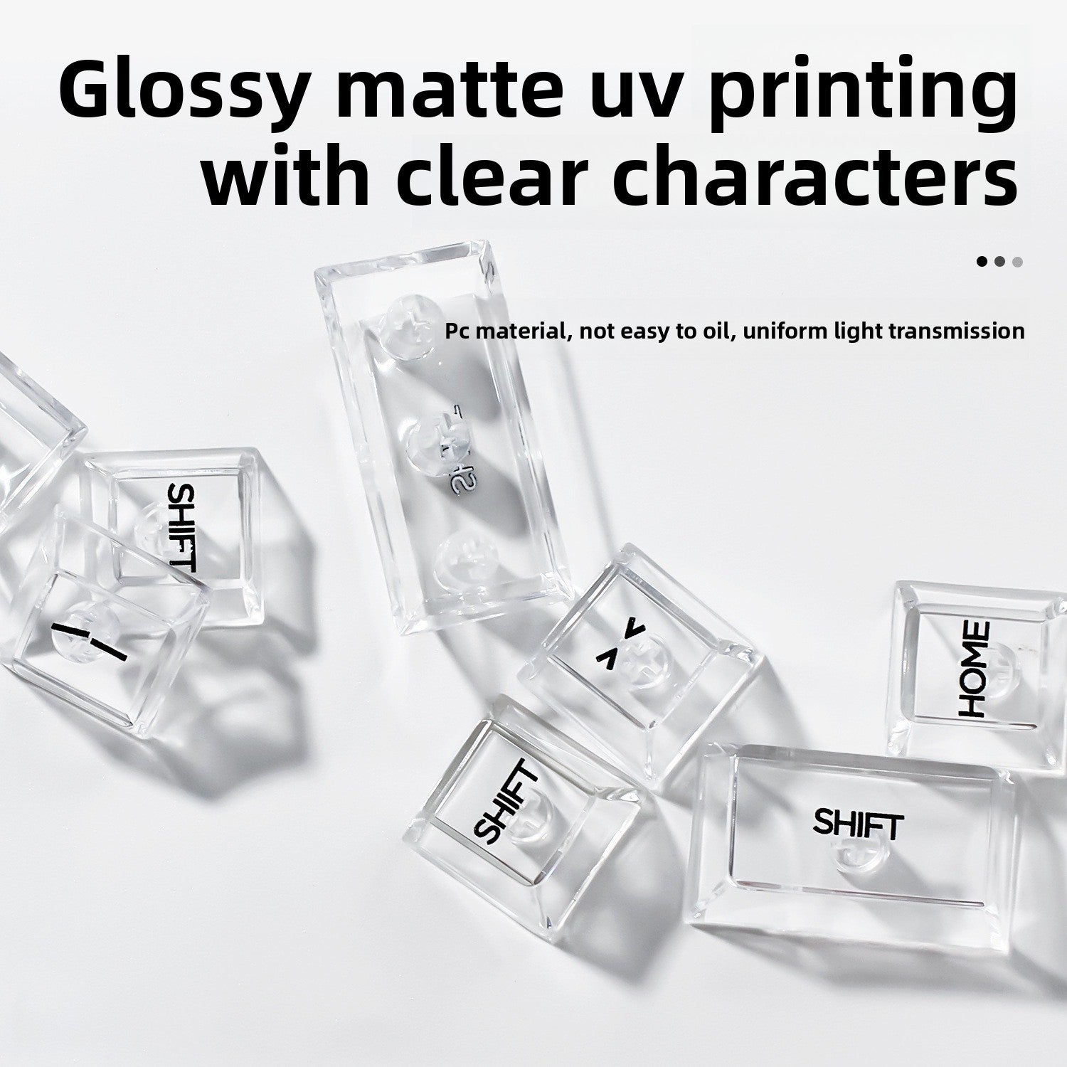 132 Keys Fully Transparent DIY-customized Fog Transparent Keycap Transparent PC Material Side Engraved Mechanical Keyboard Keycap