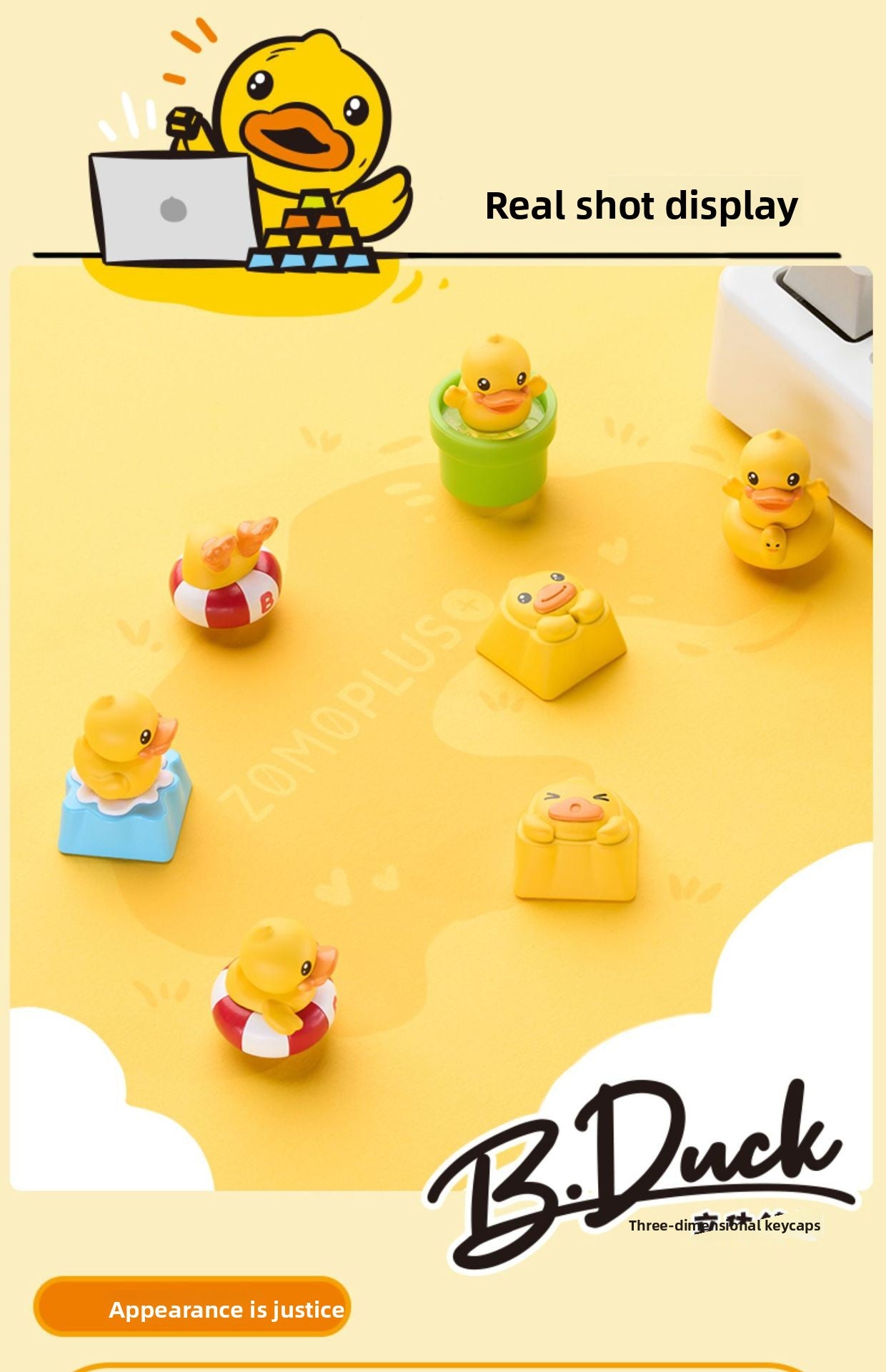 Zomoplus Keycap xB.Duck Original Personality Mechanical Keyboard Keycap Single Custom High Aesthetic
