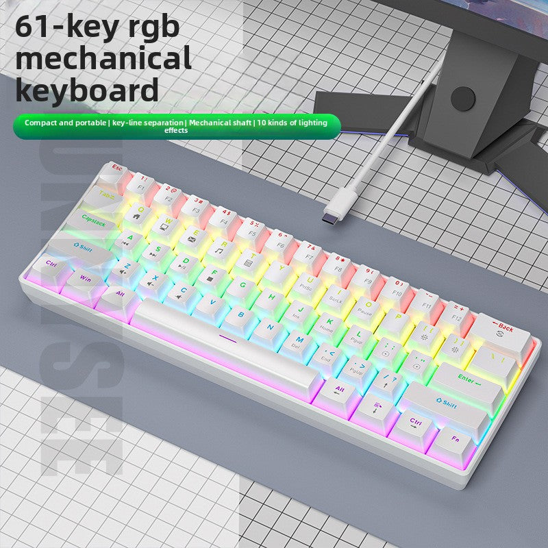 Mechanical Keyboard Custom Blue Switch Hot-Swappable Full-Key Rollover True Mechanical Keyboard Dual-Color Dye-Sublimation Keycaps