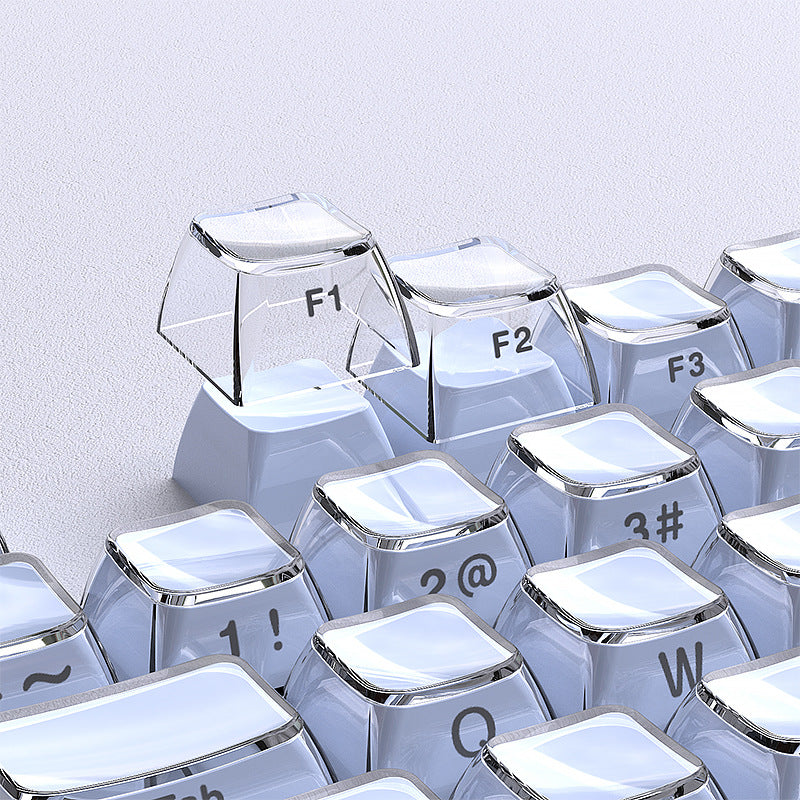 Jelly Blue Side Engraved Keycap 0EM Small Full Set 136 Keys PC Transparent Magnetic Axis Keyboard