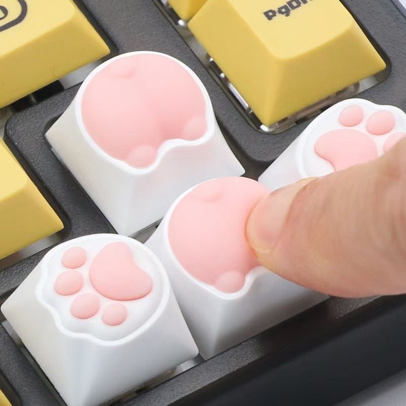 Brand New Keyboard Caps Cute Cat Paw Cat Butt Silicone Soft Elastic Feel Mechanical Keyboard Keycaps Universal Personalized Wear-resistant