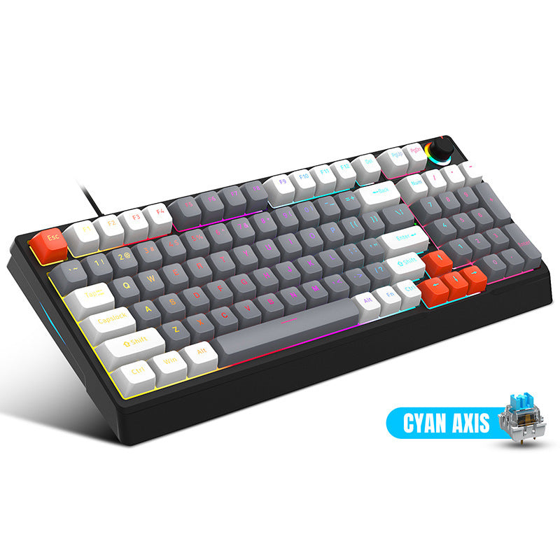 Mechanical Keyboard Custom Blue Switch Hot-Swappable Full-Key Rollover True Mechanical Keyboard Dual-Color Dye-Sublimation Keycaps