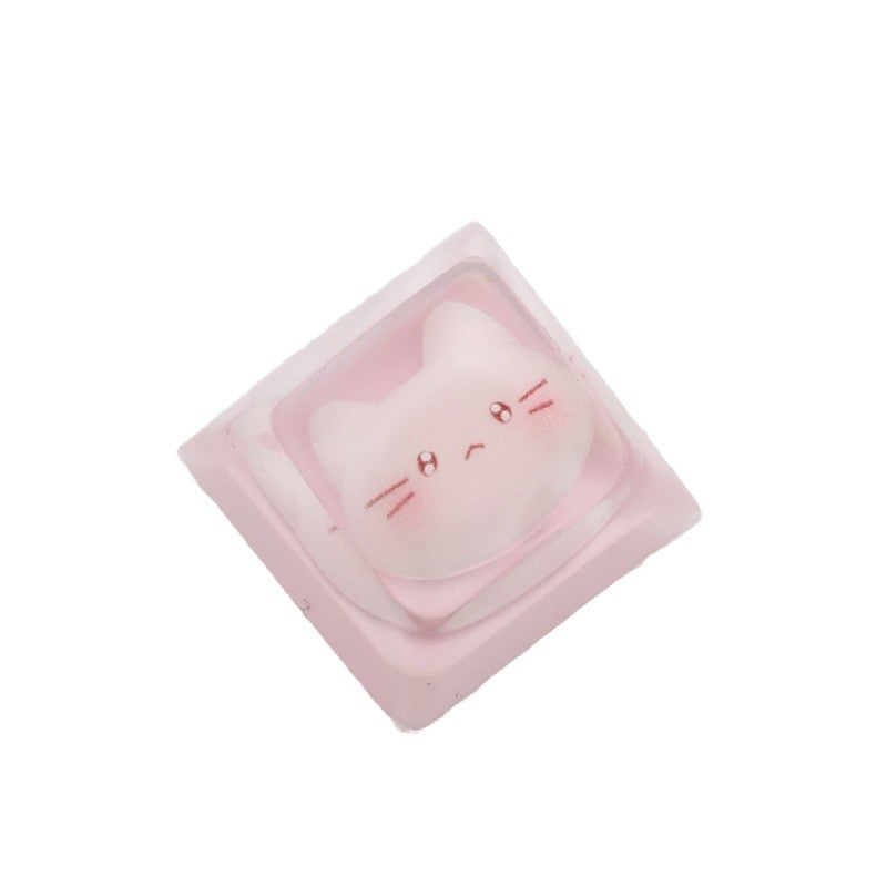 Personalized Resin Epoxy Translucent Cute Cat Keycap Cross Axis Mechanical Keyboard Keycap Single Height