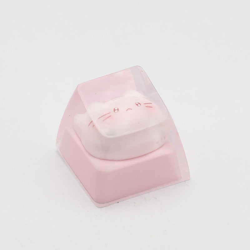 Personalized Resin Epoxy Translucent Cute Cat Keycap Cross Axis Mechanical Keyboard Keycap Single Height