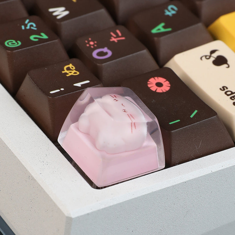 Personalized Resin Epoxy Translucent Cute Cat Keycap Cross Axis Mechanical Keyboard Keycap Single Height