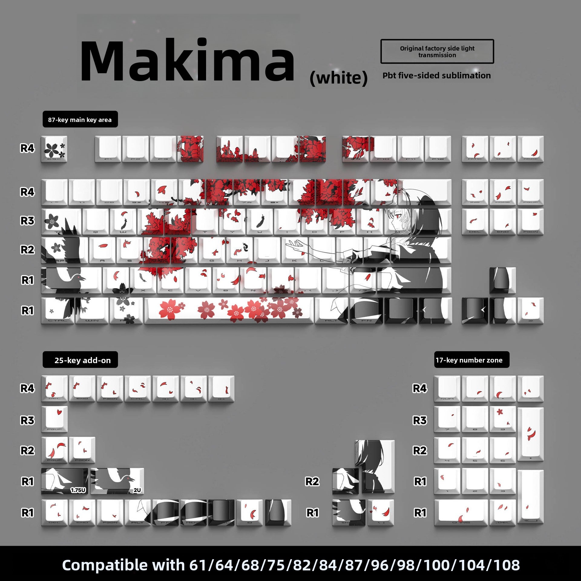 129 Keys Original Side-Engraved Translucent Keycaps PBT Dye-Sublimation Mechanical Keyboard Keycaps