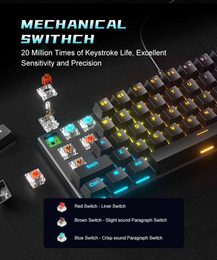 Wired Mechanical Keyboard Red Axis Green Axis Tea Axis Mixed Light E-sports Game 61 Key Mechanical Keyboard