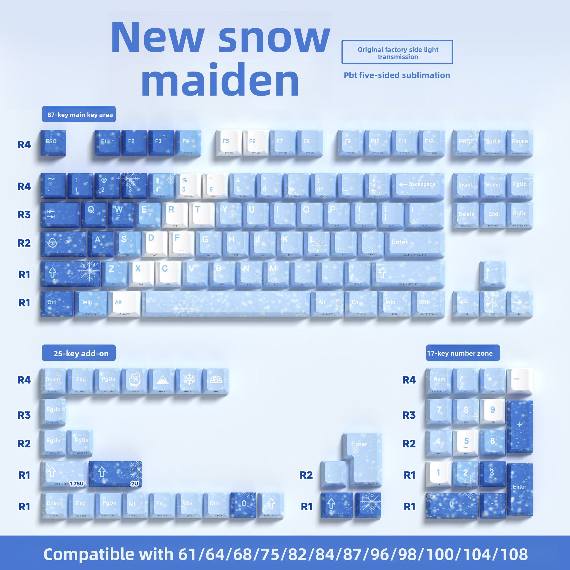 129 Keys Original Side-Engraved Translucent Keycaps PBT Dye-Sublimation Mechanical Keyboard Keycaps