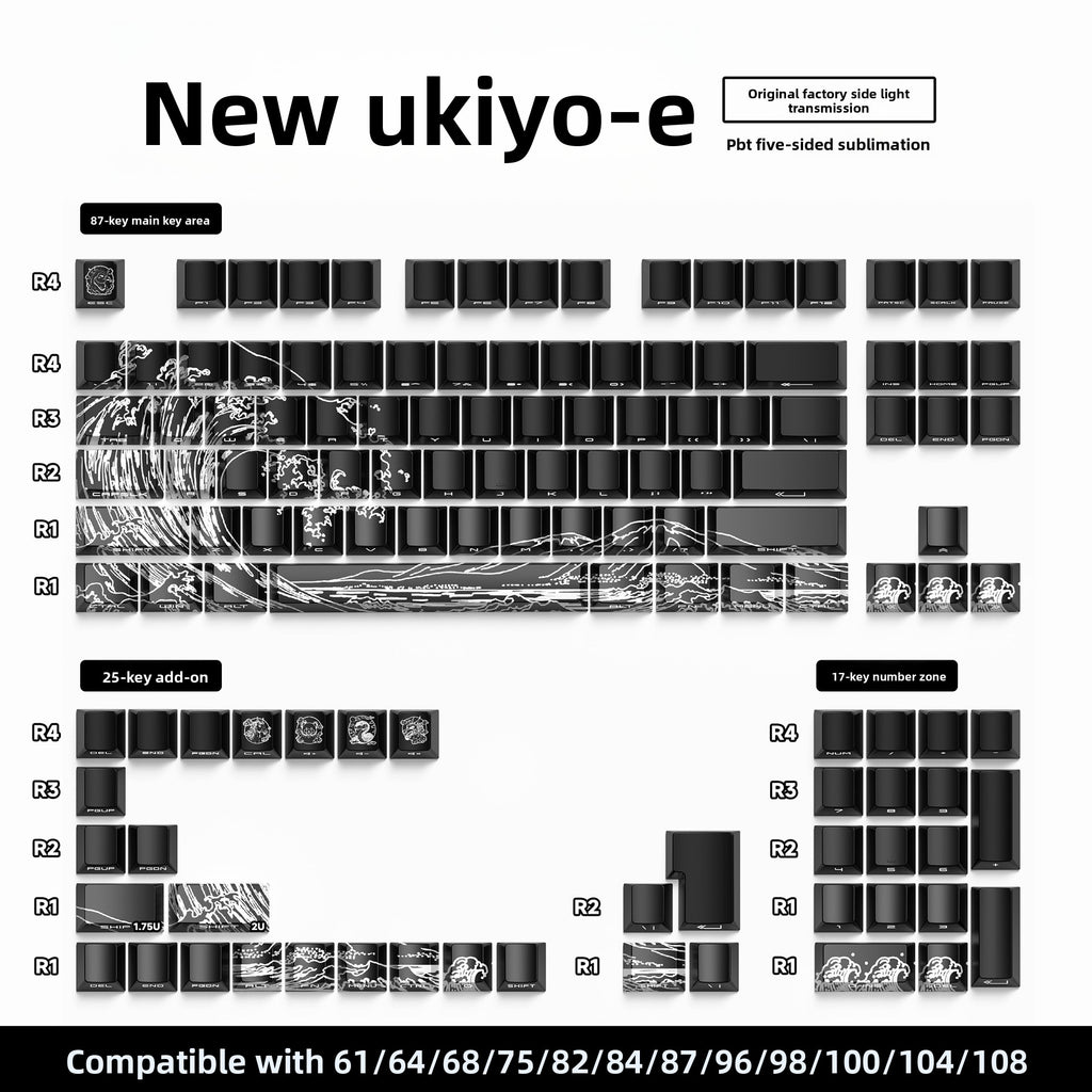 129 Keys Original Side-Engraved Translucent Keycaps PBT Dye-Sublimation Mechanical Keyboard Keycaps