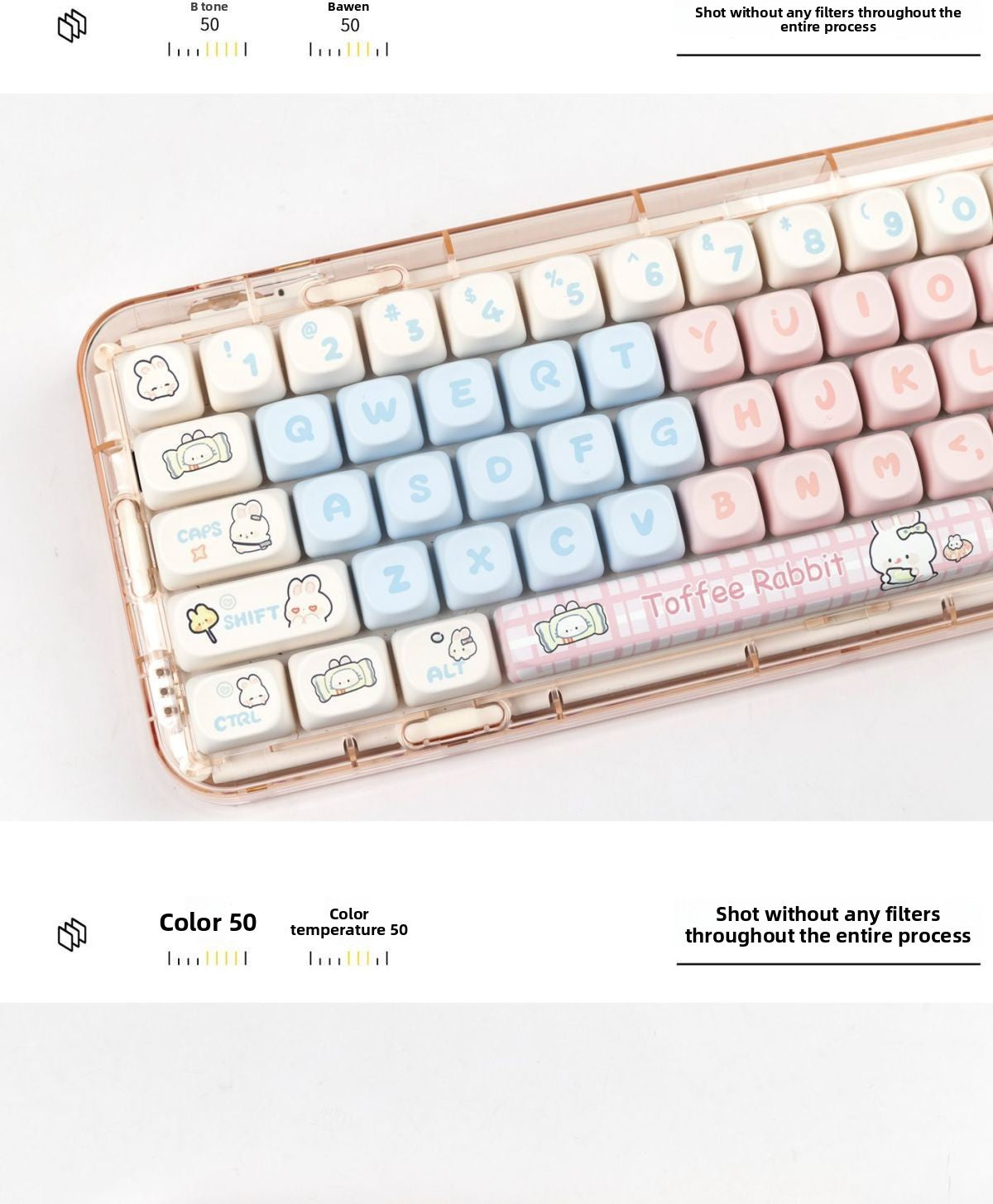 Toffee Bunny Cute Personalized Keycap MOA Dye-Sublimation PBT Rounded Compatible with Mechanical Keyboard 61/68/87/104
