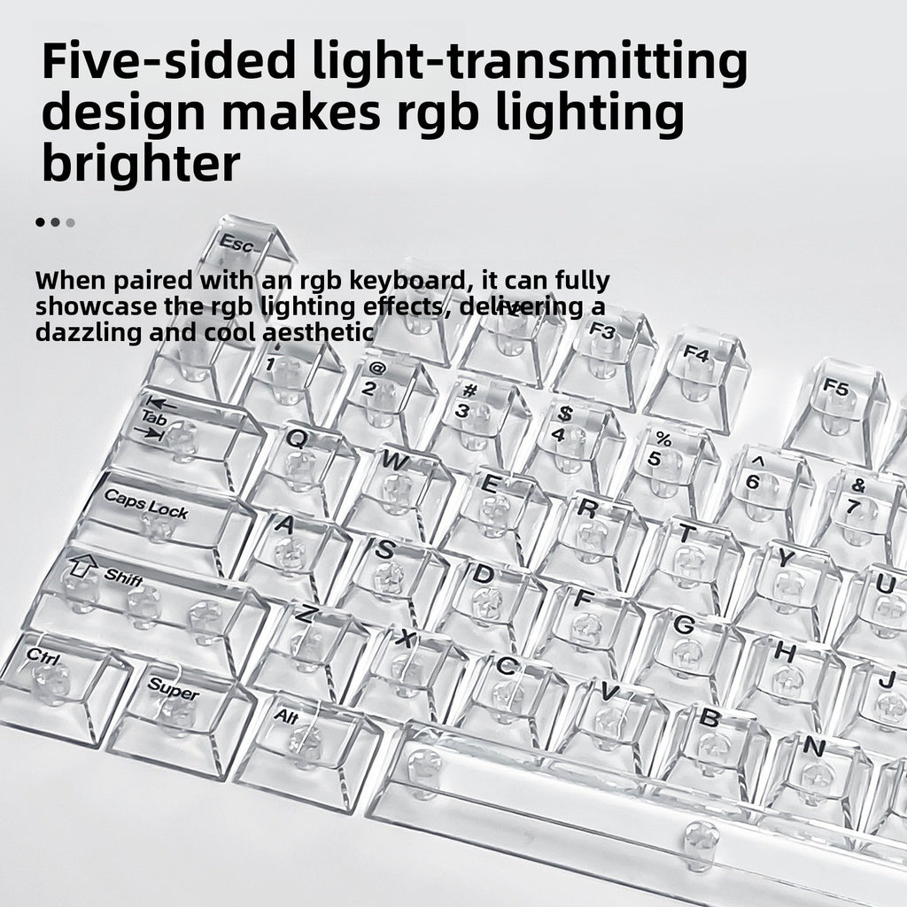 132 Keys Fully Transparent DIY-customized Fog Transparent Keycap Transparent PC Material Side Engraved Mechanical Keyboard Keycap