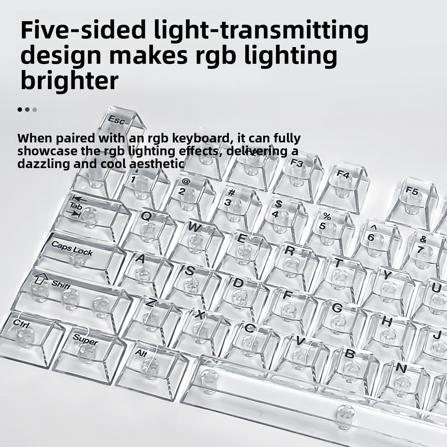 132 Keys Fully Transparent DIY-customized Fog Transparent Keycap Transparent PC Material Side Engraved Mechanical Keyboard Keycap