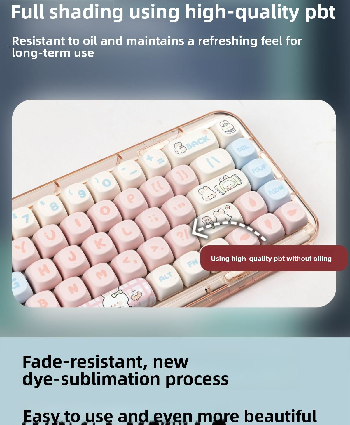 Toffee Bunny Cute Personalized Keycap MOA Dye-Sublimation PBT Rounded Compatible with Mechanical Keyboard 61/68/87/104