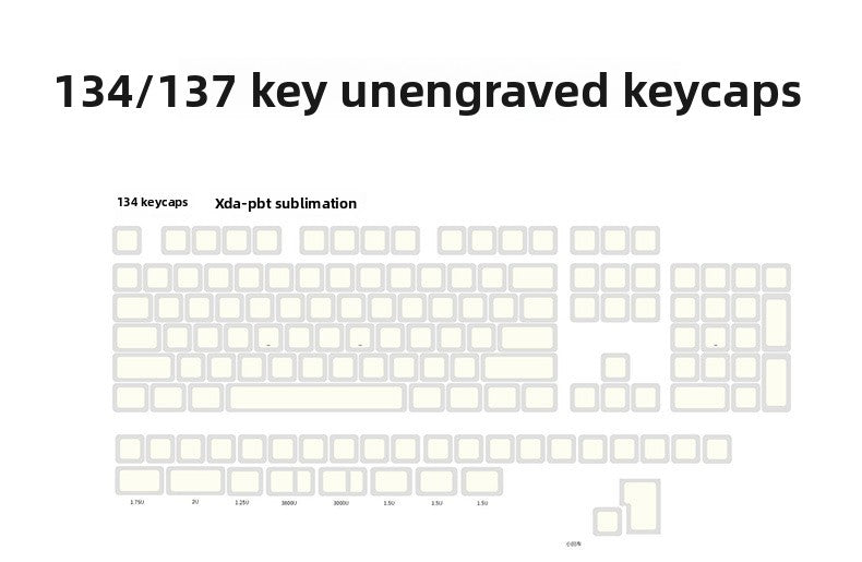 PBT Material XDA Profile Minimalist White Keycaps Light Blocking 134 Keys Small Full Set Material Mechanical Keyboard Keycaps