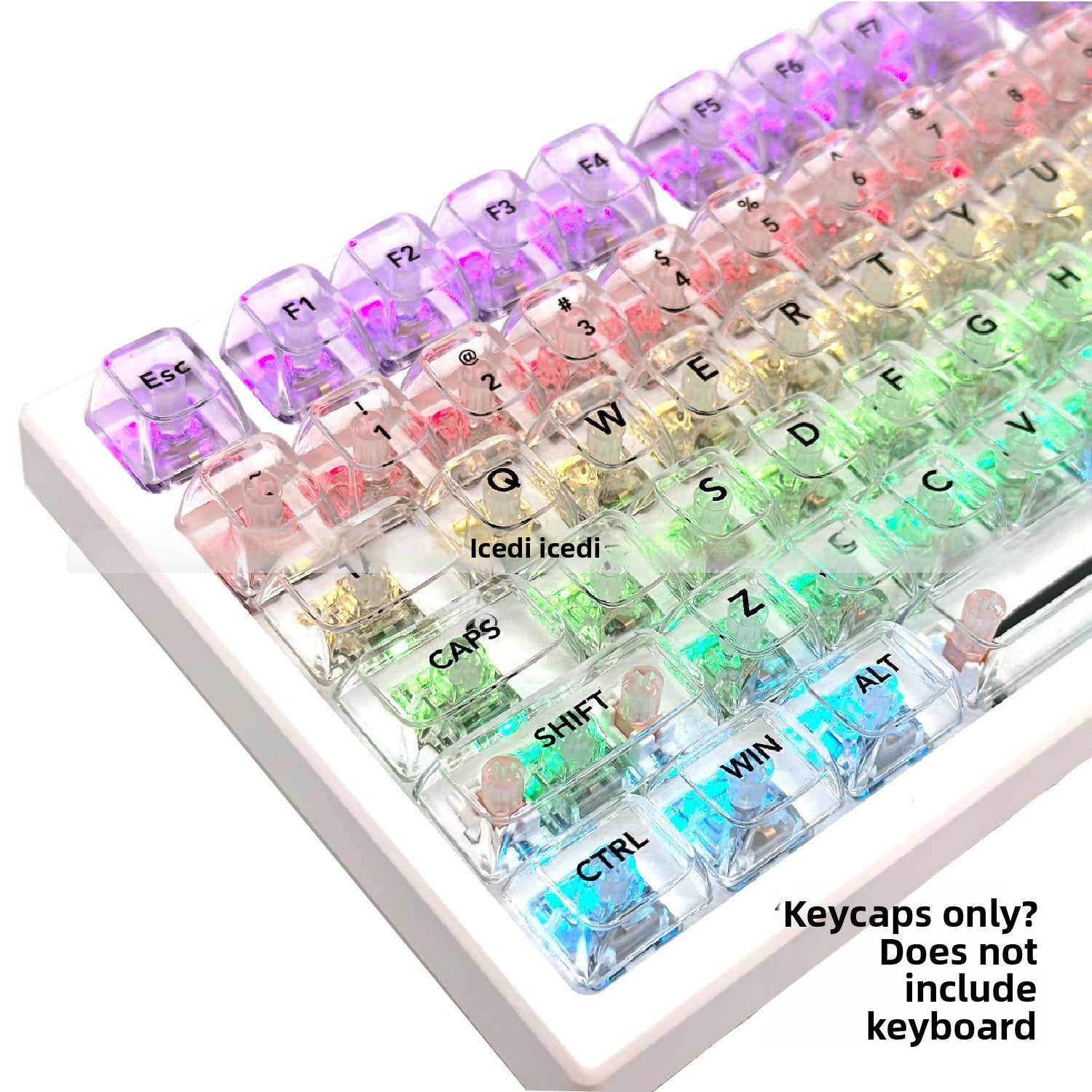 Bingdian Translucent Keycaps Crystal Ice Crystal Full Set Boxed Wholesale Transparent Crystal Magnetic Axis Mechanical Keycaps Light Pollution