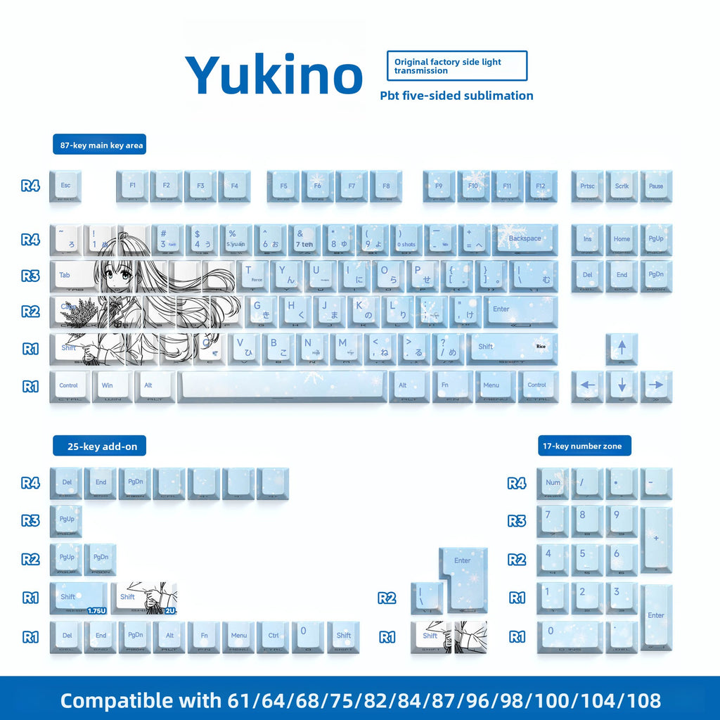 129 Keys Original Side-Engraved Translucent Keycaps PBT Dye-Sublimation Mechanical Keyboard Keycaps
