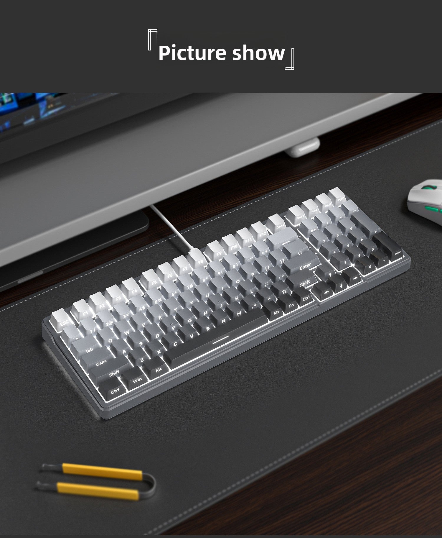 Original Height Side-Engraved Translucent Keycaps PBT Dual-Color Gradient Full Set Sublimation Custom Keyboard Keycaps