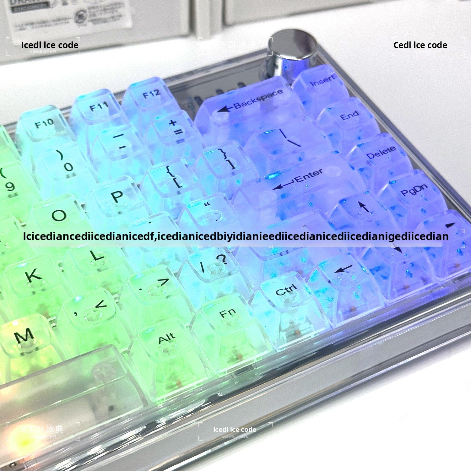 Bingdian Translucent Keycaps Crystal Ice Crystal Full Set Boxed Wholesale Transparent Crystal Magnetic Axis Mechanical Keycaps Light Pollution