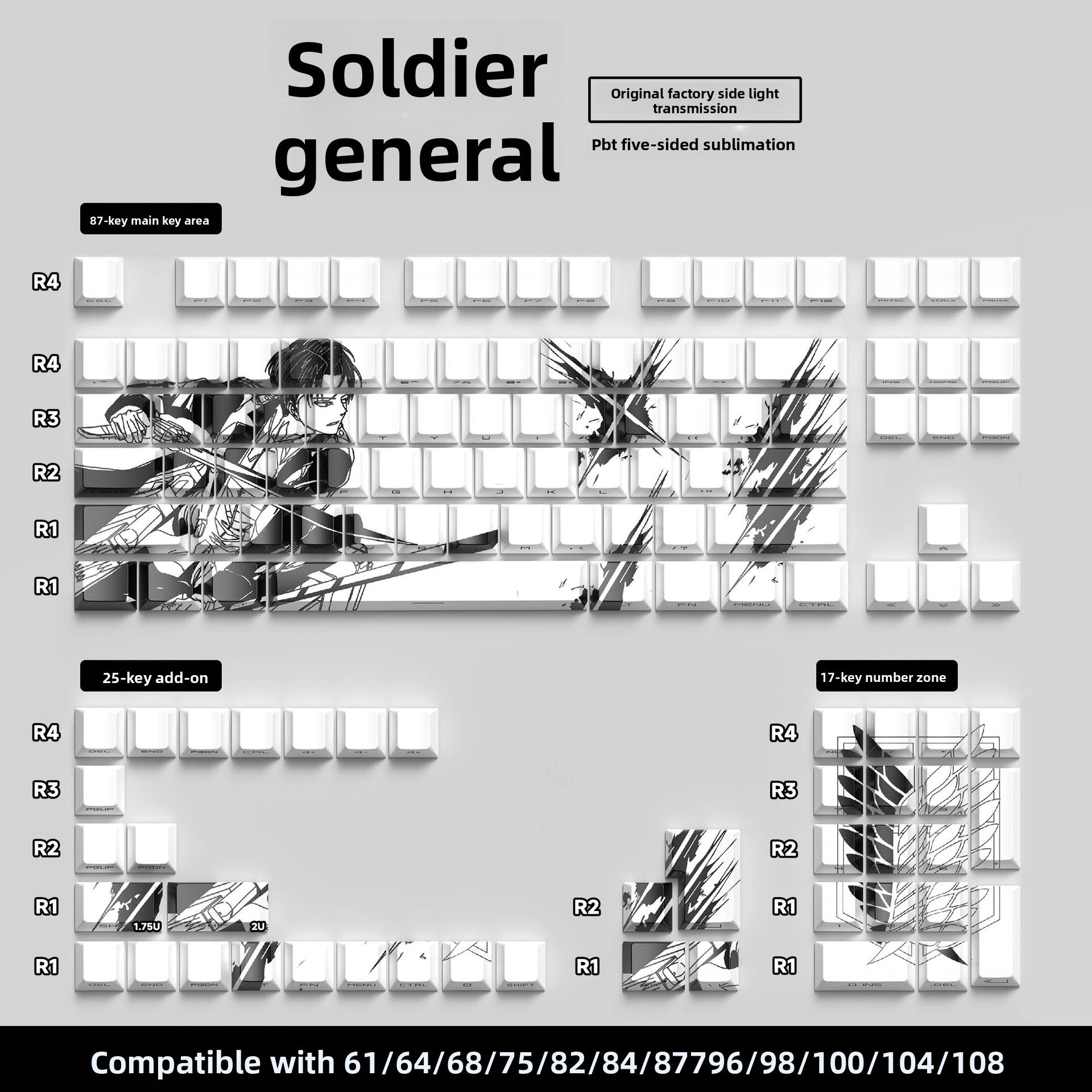 129 Keys Original Side-Engraved Translucent Keycaps PBT Dye-Sublimation Mechanical Keyboard Keycaps