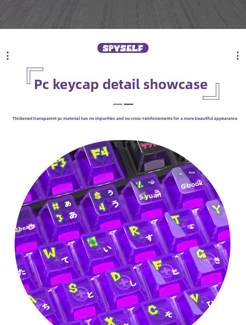 Gengar Double Shot Translucent Original Height Small Full Set PBT Dye-Sublimation Magnetic Switch Keyboard Keycaps Compatible with ROG Night Demon