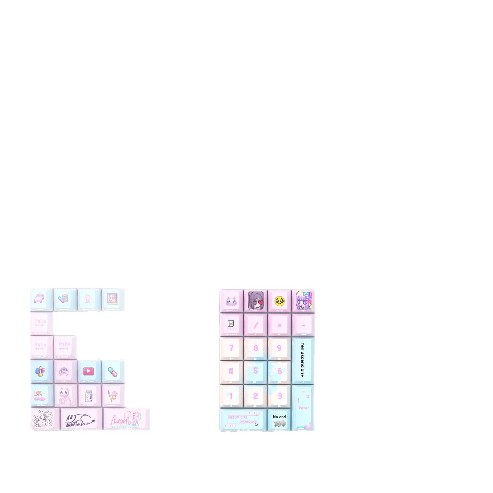 Streamer Girl Side-Engraved Original Translucent Keyboard Keycaps Small Full Set PBT Dye-Sublimation Compatible with Logitech and Wooting