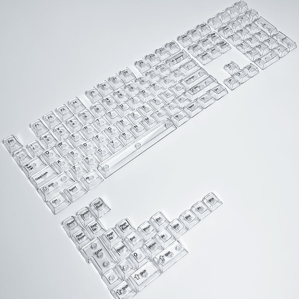 132 Keys Fully Transparent DIY-customized Fog Transparent Keycap Transparent PC Material Side Engraved Mechanical Keyboard Keycap