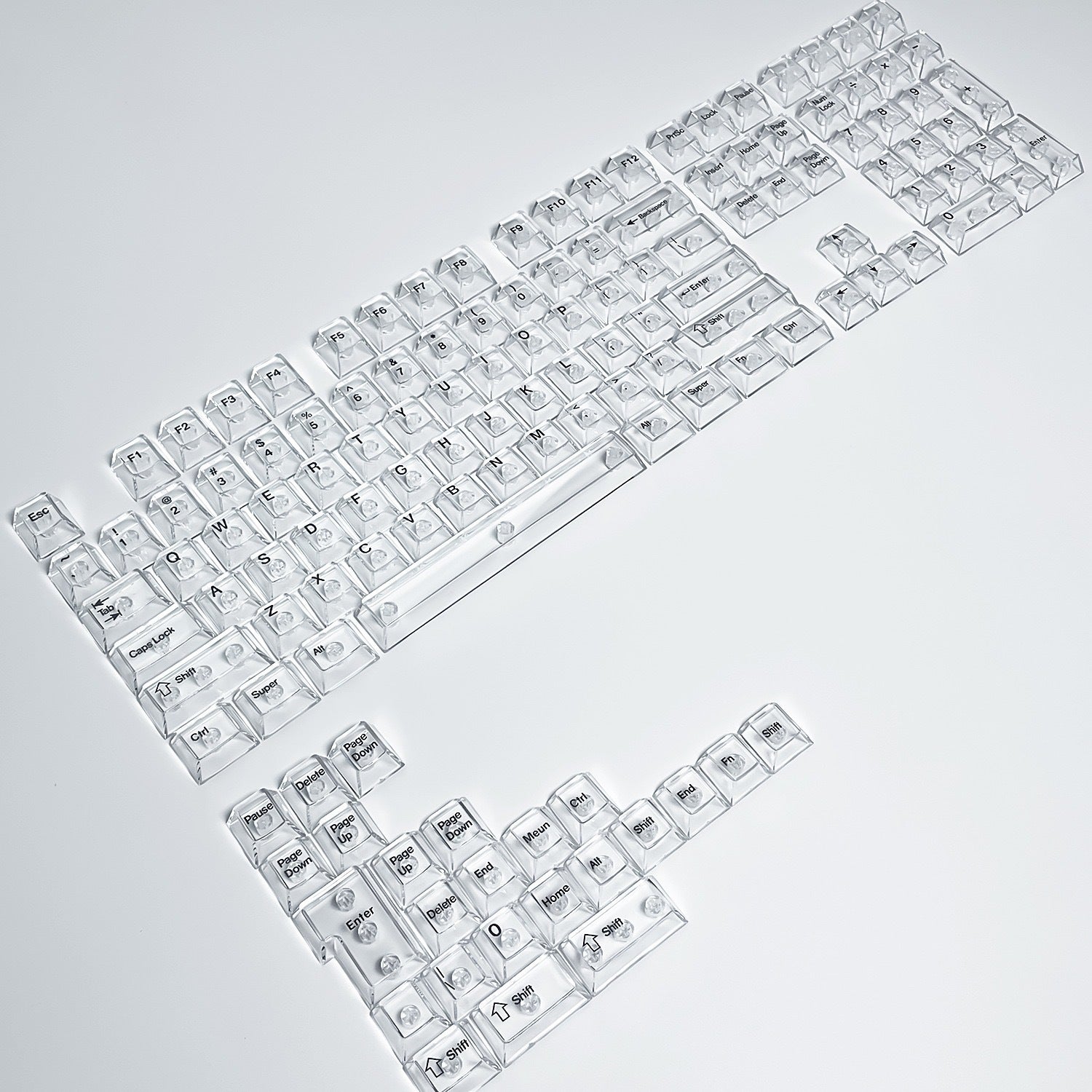 132 Keys Fully Transparent DIY-customized Fog Transparent Keycap Transparent PC Material Side Engraved Mechanical Keyboard Keycap
