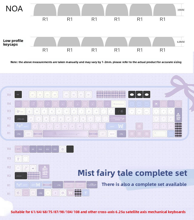 Original Factory Height PBT Dye-Sublimation Misty Fairy Tale Full Set Theme Keycap Gaming Mechanical Keycaps