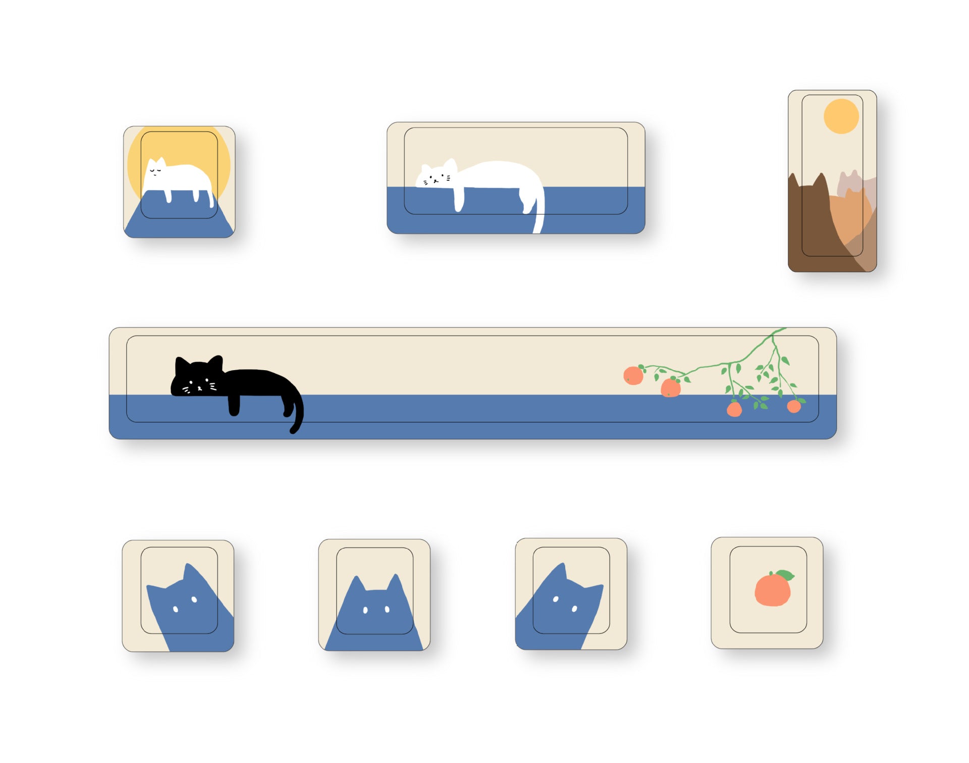 Cute Theme Personalized Keycap Set of Eight Five-Sided Sublimation Original MDA Original Height Mechanical Keyboard