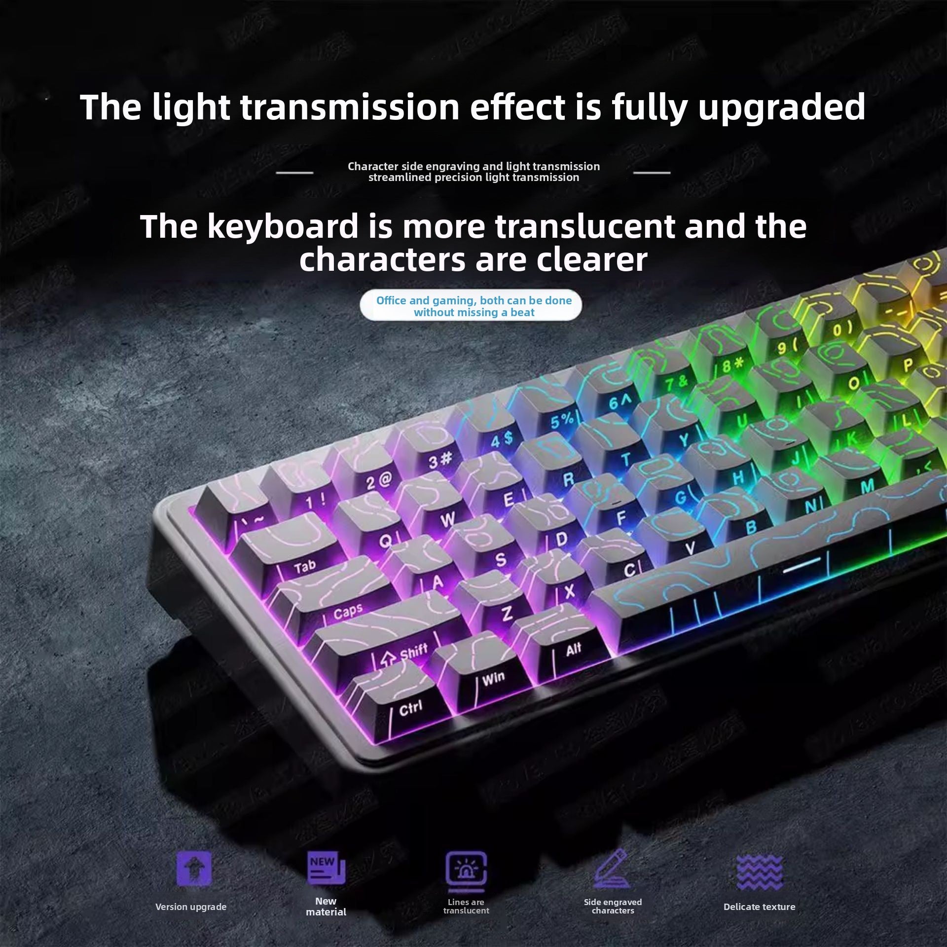 Wolf Spider Contour Side-Engraved Keycaps Translucent Original Height 132 Keys Small Full Set Compatible with 68/75/87/104 Keys
