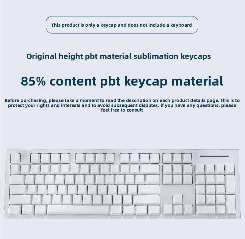 Moa High Profile Keycap Material White Unengraved PBT Material 132 Keys Blank Sublimation Keycap Material Keycaps
