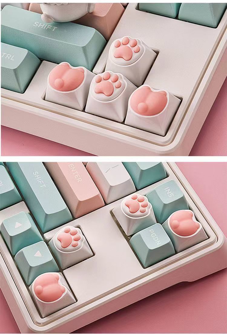 Brand New Keyboard Caps Cute Cat Paw Cat Butt Silicone Soft Elastic Feel Mechanical Keyboard Keycaps Universal Personalized Wear-resistant