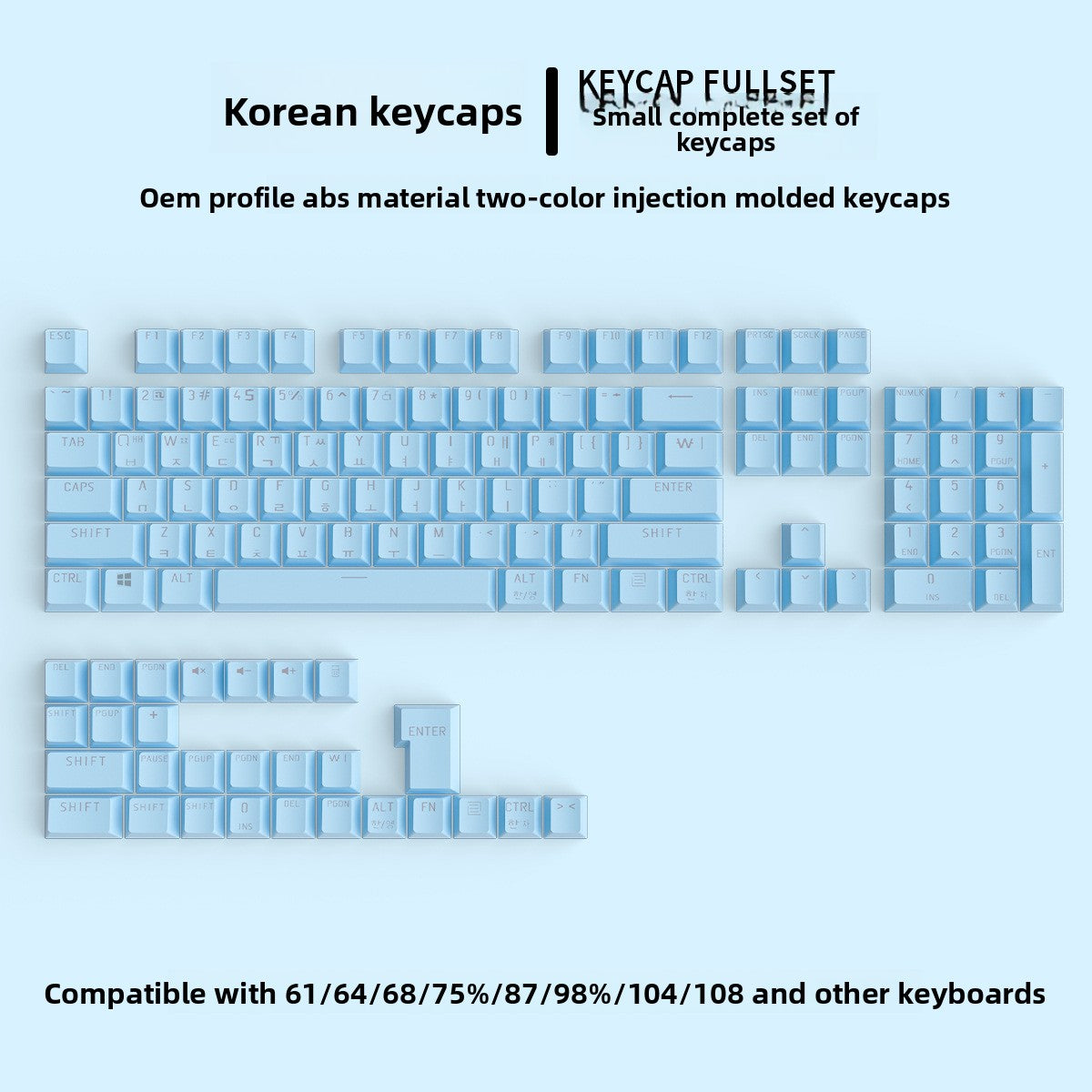 Korean Mechanical Keyboard Keycaps Personalized Character Translucent Keycaps Korean Black White Foreign Language