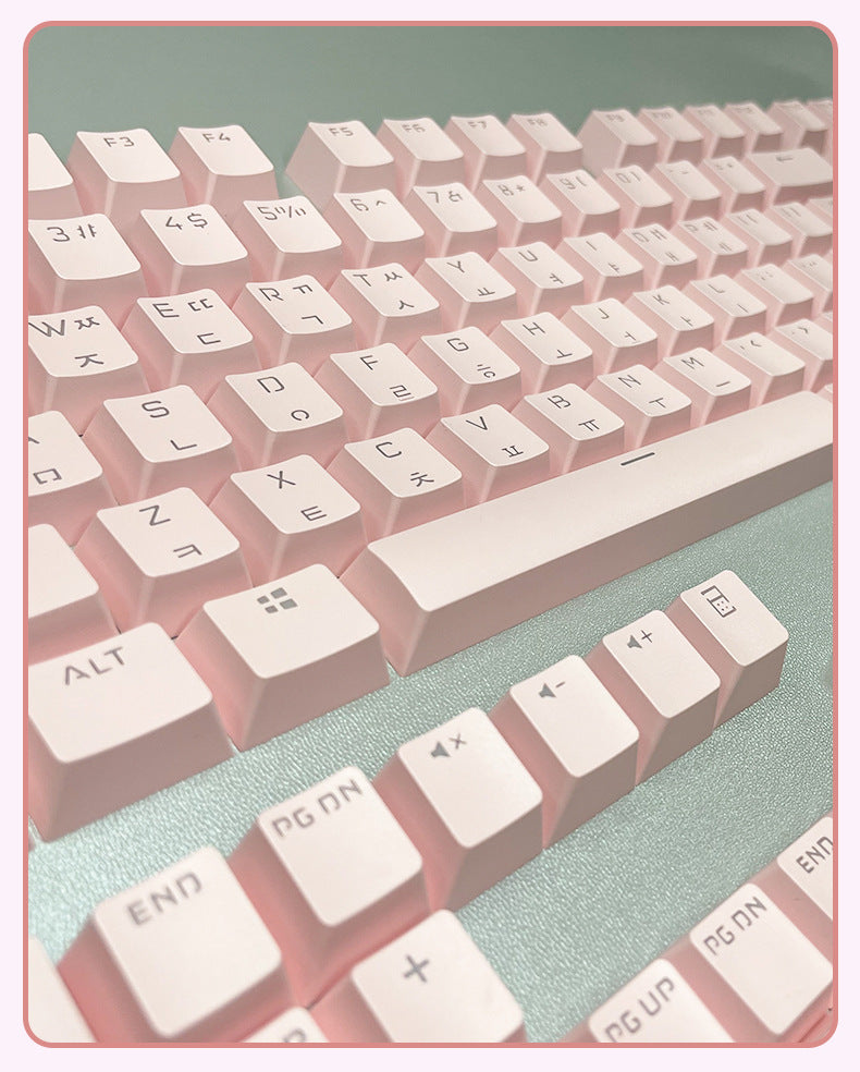 Korean Mechanical Keyboard Keycaps Personalized Character Translucent Keycaps Korean Black White Foreign Language