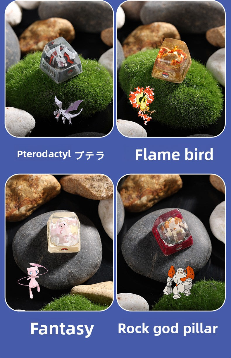 DIY Epoxy Crystal Three Holy Birds Mechanical Keyboard Custom Keycaps Pokémon Keycaps Cross Translucent SA High