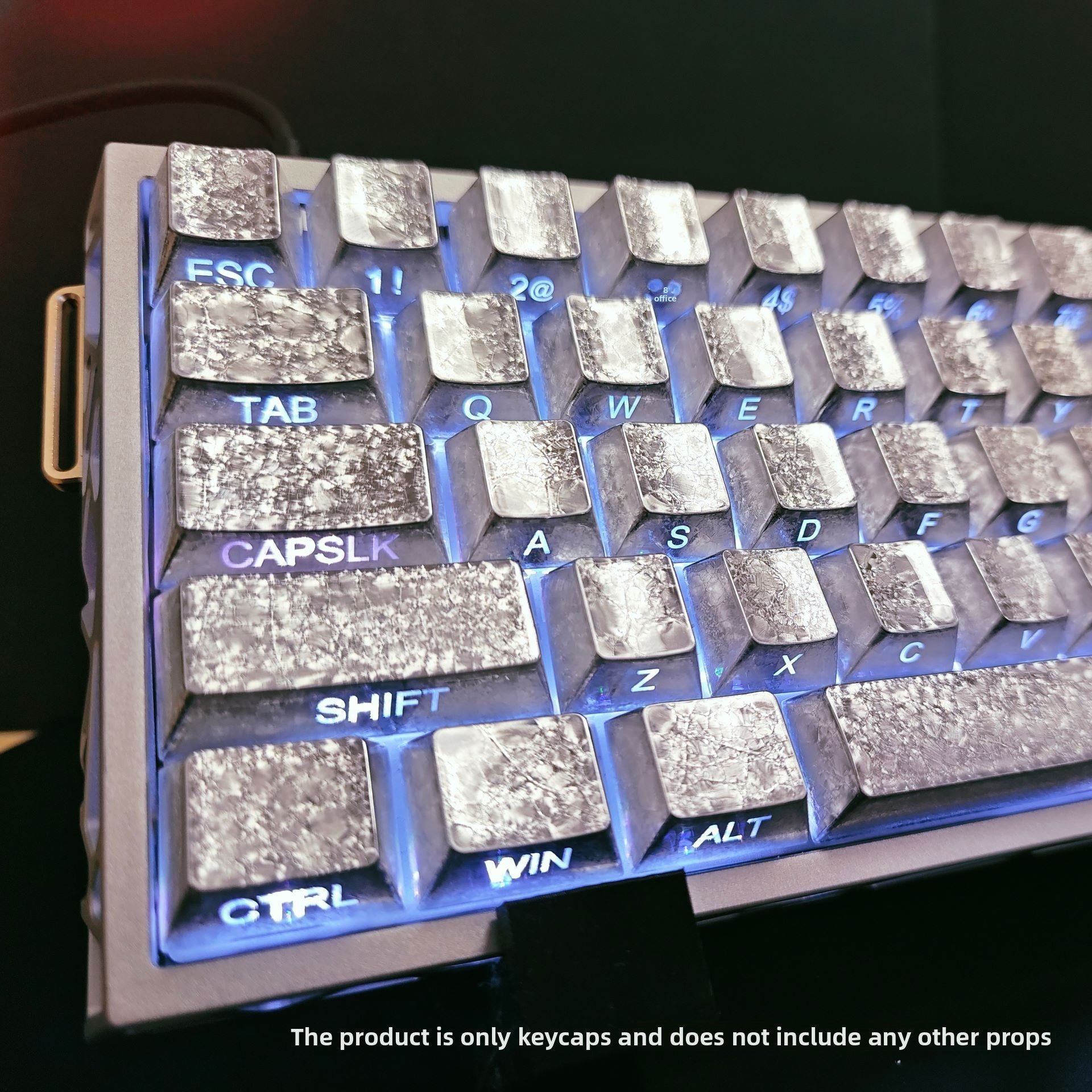 Ice Crack Metallic Paint Original Side Engraving Translucent Sublimation Keyboard Keycaps Compatible with Night Demon Mega Lion Wooting 60