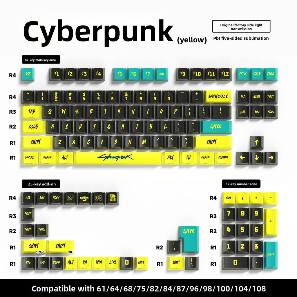 129 Keys Original Side-Engraved Translucent Keycaps PBT Dye-Sublimation Mechanical Keyboard Keycaps