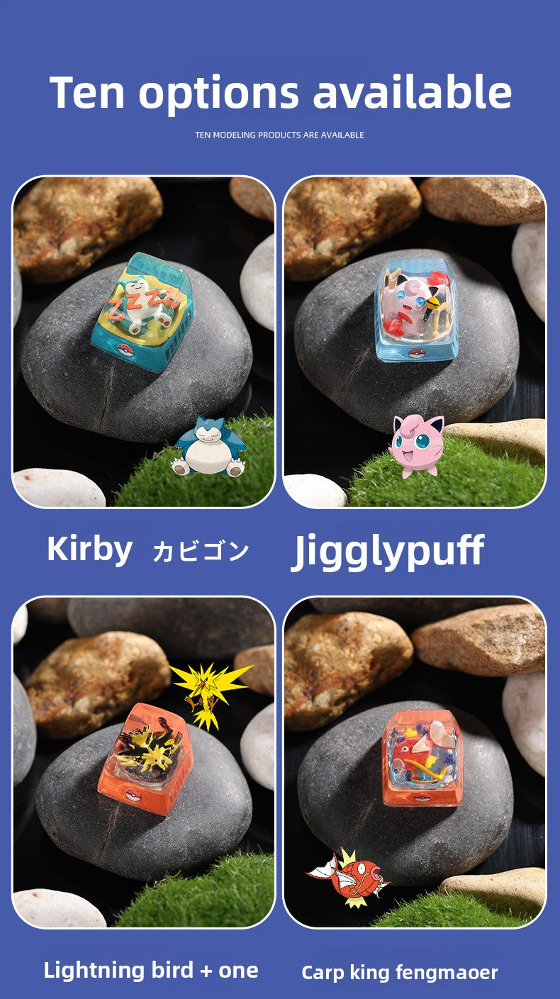 DIY Epoxy Crystal Three Holy Birds Mechanical Keyboard Custom Keycaps Pokémon Keycaps Cross Translucent SA High
