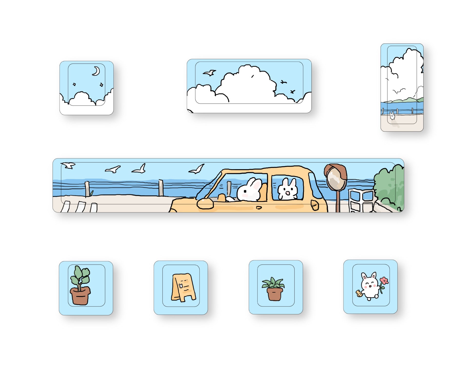 Cute Theme Personalized Keycap Set of Eight Five-Sided Sublimation Original MDA Original Height Mechanical Keyboard